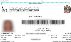 Sample Image of Dubai Visa for St Kitts and Nevis Citizens