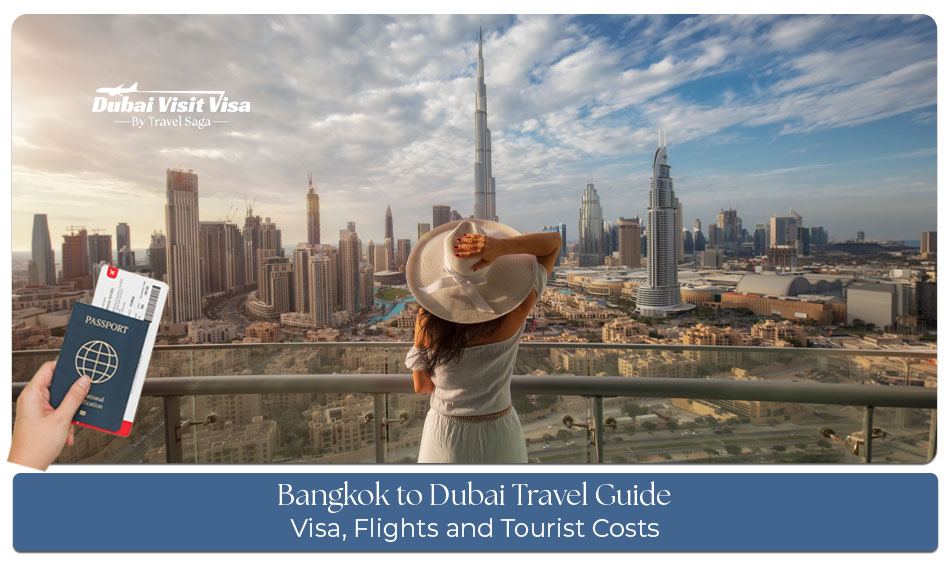 Traveler flying from Bangkok to Dubai, showcasing skyline views, landmarks, and cultural attractions.
