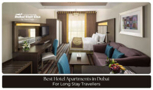 Modern hotel apartment in Dubai offering spacious accommodation with city views and family-friendly amenities.