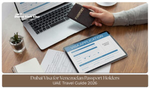 Venezuelan passport holder preparing travel documents for a Dubai visa application.