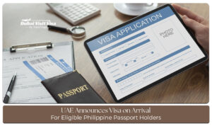 Philippine passport holder preparing travel documents for a Dubai visa application.