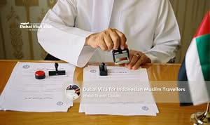 Indonesian Muslim traveller applying for Dubai visa with passport and documents