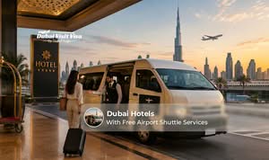 Dubai hotels offering free airport shuttle services.