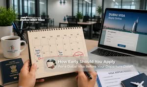 Traveler preparing Dubai visa documents before departure.
