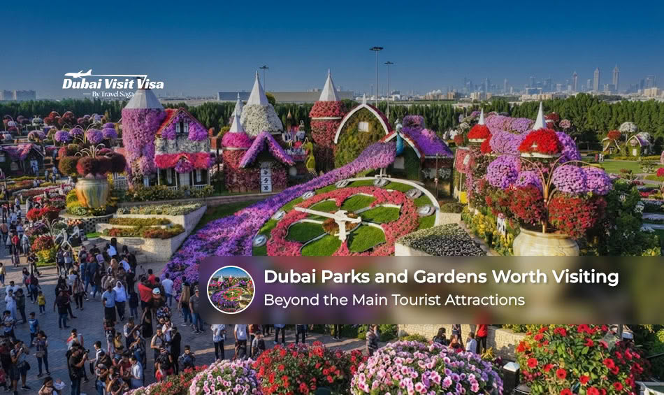 Visitors exploring themed attractions and entertainment areas across Dubai Parks.