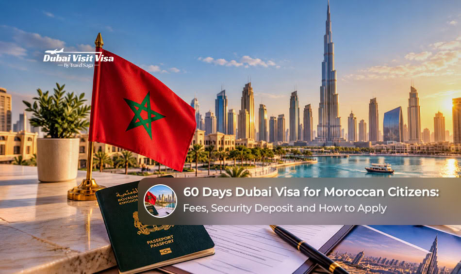 Moroccan traveller preparing documents for a long-stay Dubai visit visa.