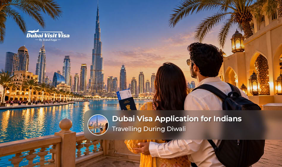 Indian travellers preparing passports and visa documents for a Dubai holiday during the Diwali festive season.
