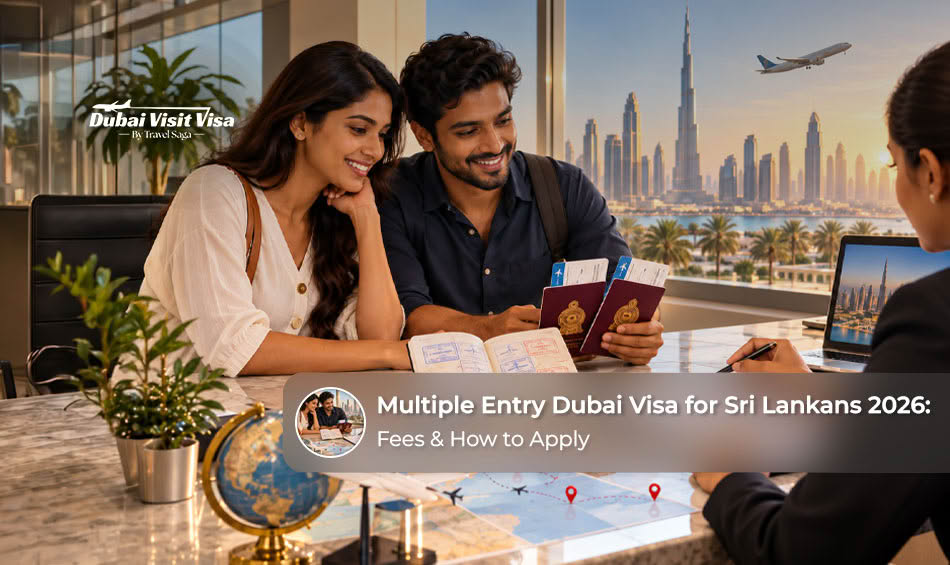 Sri Lankan traveller preparing documents for a multiple-entry Dubai visa application.