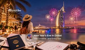 Travellers preparing passports and visa documents for a New Year’s Eve celebration trip to Dubai.